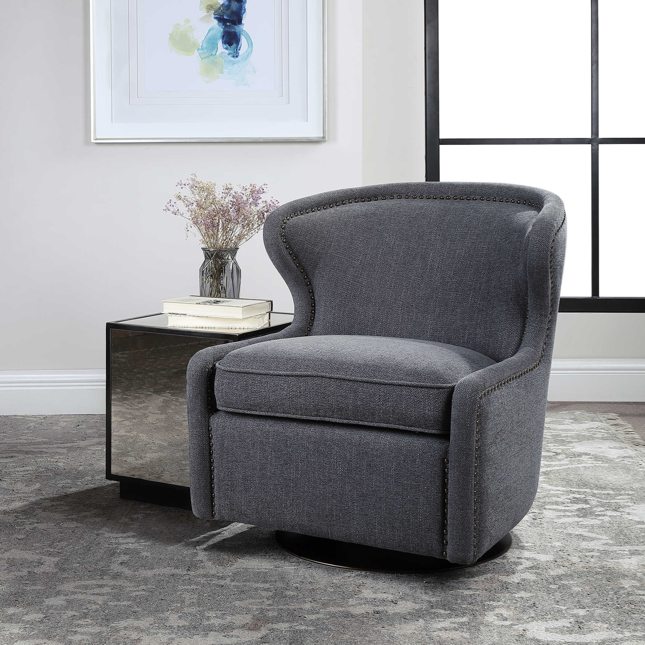 Uttermost Accent Furniture Accent Chairs Biscay Swivel Chair Sheely